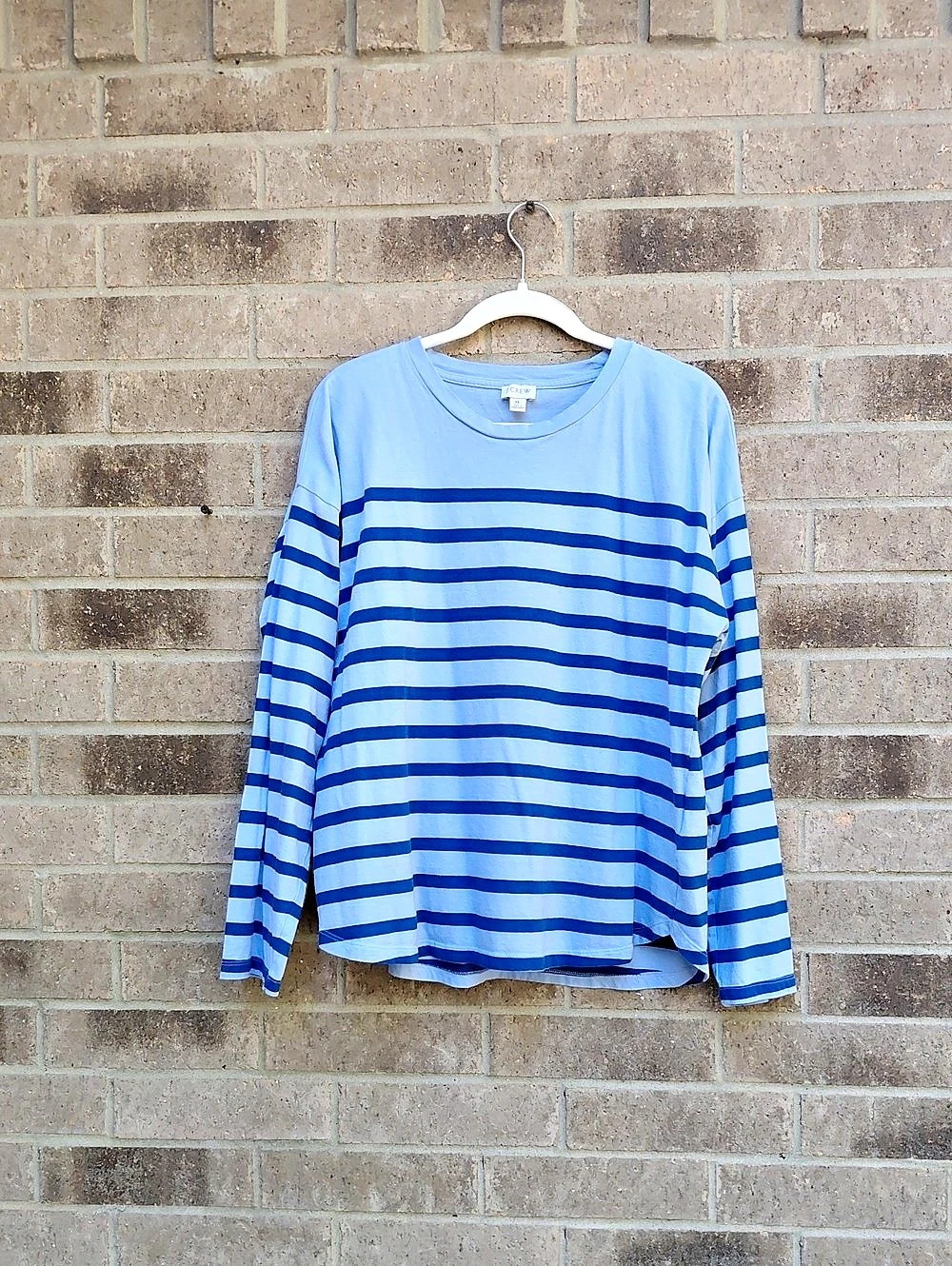 J.Crew Striped Long Sleeve Top in Blue XL Like New